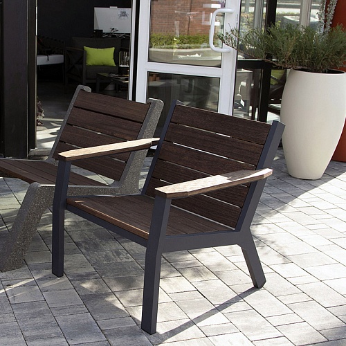 Кресло уличное Concretika Lounge-Lite (78 х 79 х H78), алюминий/павловния Кресло уличное Concretika Lounge-Lite (78 х 79 х H78), алюминий/павловния