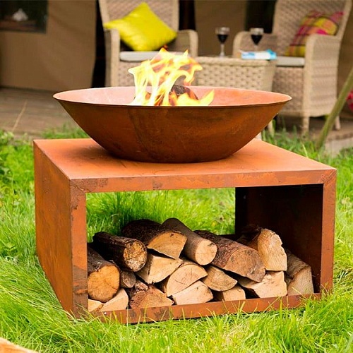 Чаша для костра с большой дровницей La Hacienda Moho (сталь) Чаша для костра с большой дровницей La Hacienda Moho (сталь)