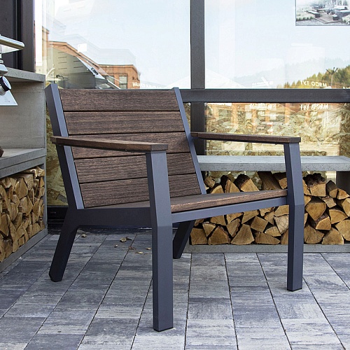 Кресло уличное Concretika Lounge-Lite (78 х 79 х H78), алюминий/павловния Кресло уличное Concretika Lounge-Lite (78 х 79 х H78), алюминий/павловния