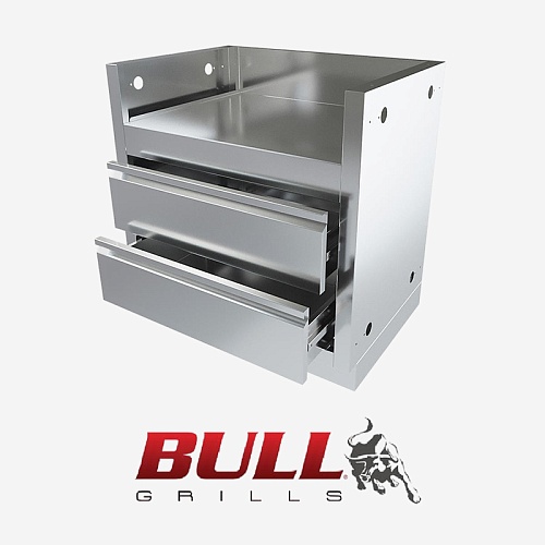 Тумба-основание ONTARIO для боковой горелки Bull с 2-мя выдвижными ящиками (нерж. сталь) Тумба-основание ONTARIO для боковой горелки Bull с 2-мя выдвижными ящиками (нерж. сталь)