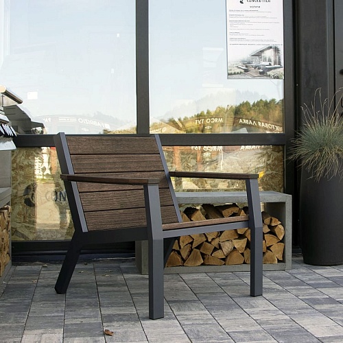 Кресло уличное Concretika Lounge-Lite (78 х 79 х H78), алюминий/павловния Кресло уличное Concretika Lounge-Lite (78 х 79 х H78), алюминий/павловния