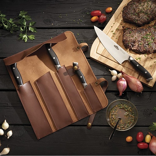 Кожаная скрутка Napoleon для ножей (вмещает 4 прибора) Кожаная скрутка Napoleon для ножей (вмещает 4 прибора)